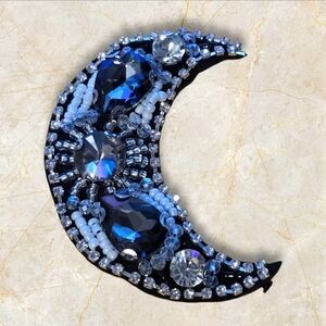 Rhinestone Moon Appliqué – Luxury Crystal Patch